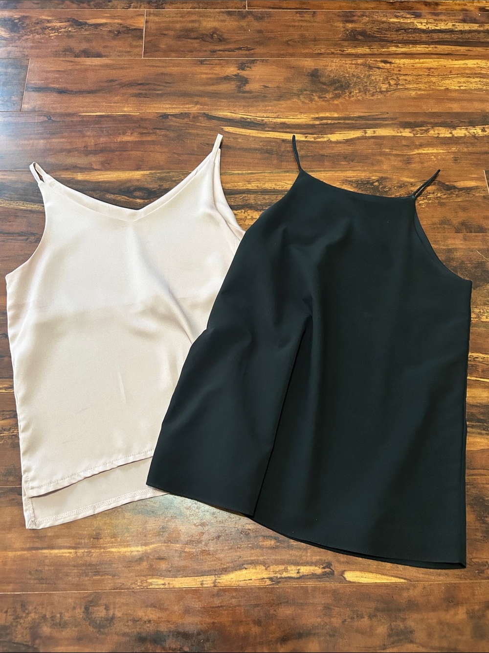Bundle of 2 Women’s Satin Camisole Tank Top - Black and Light Pink